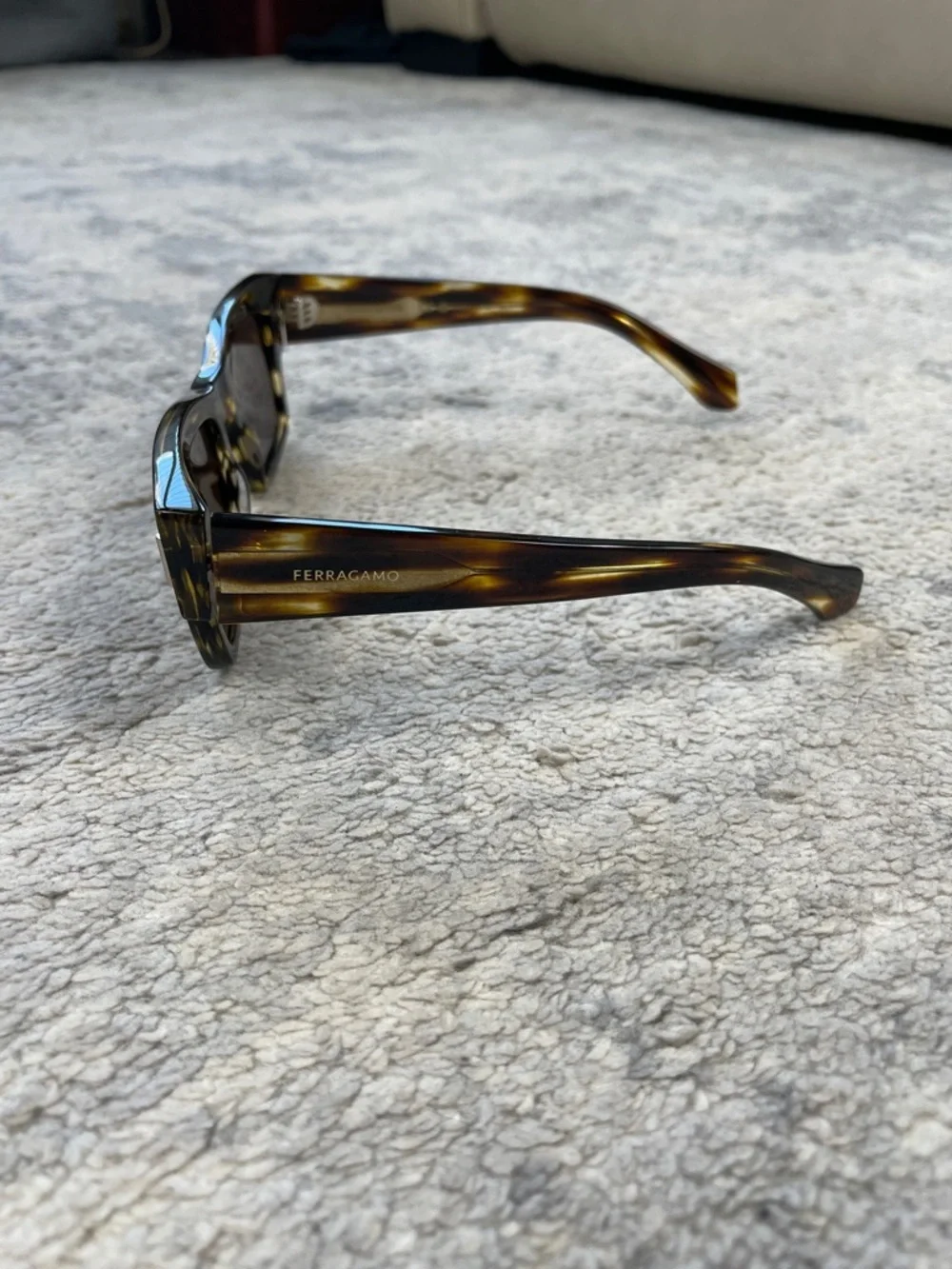 New Salvatore Ferragamo SF2011S Brown Stripe Tortoise Rectangular Sunglasses